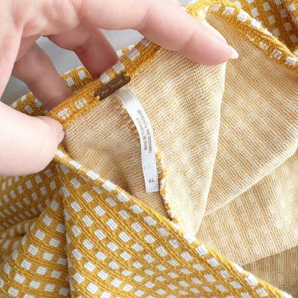 Free People Bardot Yellow Mini Dress Sleeveless Stretch Fit Square Neck Size XL - Picture 6 of 6